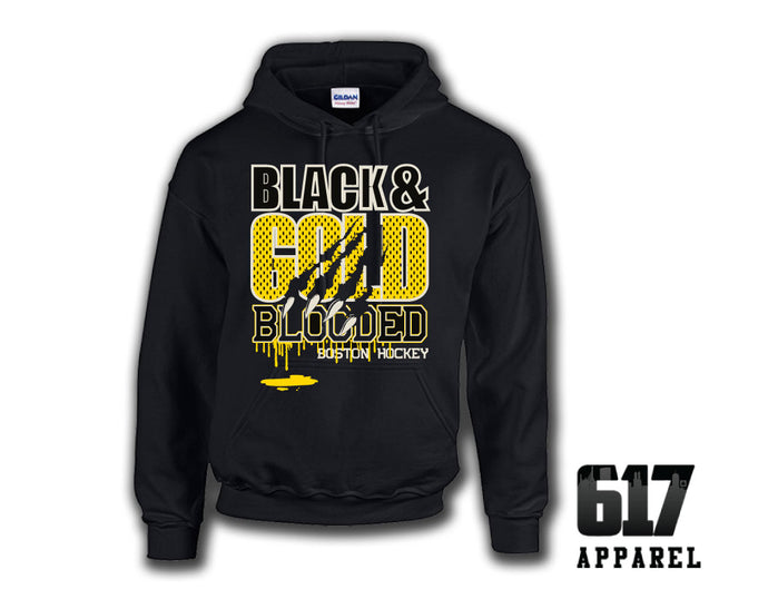 Black & Gold Blooded Boston Hockey Hoodie
